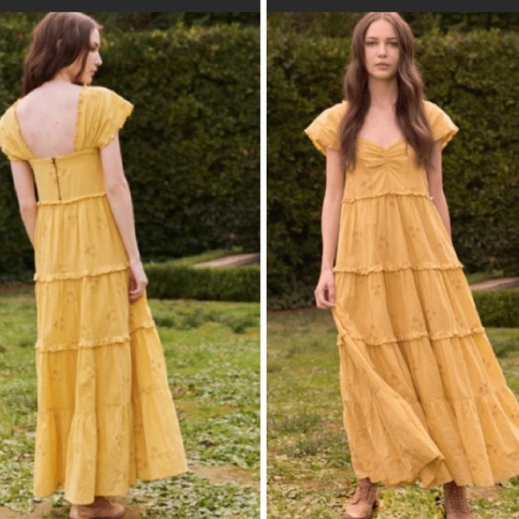 THE GREAT. Dresses & Skirts - NWT THE GREAT. The Tea Dress with Daisy Bouquet Embroidery Size M Color: Mustard